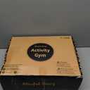 Blissful Diary Baby Play Gym & Activity Mat, 5 Developmental Zones Wooden Tummy Time Mat with 5 Detachable Sensory Toys for Motor Skills & Sensory Development, Baby Essentials Shower Gift (Gray Round)