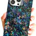 Comaptible with iPhone 15 Pro Case Rectangle Edge for Women,Sparkle Colorful Case Cute Protective Soft Slim Girly Case Cover Designed for iPhone 15 Pro - 6.1 inch (Black Shell)