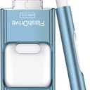 Flash Drive for iPhone 256GB, 4 in 1 USB Type C Memory Stick, Photo Stick External Storage Thumb Drive for iPhone iPad Android Computer, Sky Blue