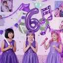 Purple Music Birthday Party Decorations Magical Music Themed Party Supplies, Number 6 Balloon Set 40 Inch Large Number Foil Mylar Balloons