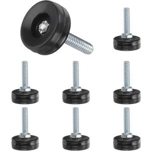 uxcell 1/4"-20 Thread Furniture Feet Levelers, 8Pcs 25mm l Adjustable Furniture Feet Screw in Threaded Leveling Leg Screw on Chair Foot Glides Leveling for Table Chair Black