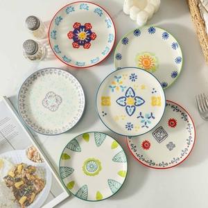 UniqueLife Hand-Painted 6 Inch Dessert Plates Set of 6, Mixed Design Ceramic Appetizer Snack Salad Plates, Microwave Dishwasher Oven Safe Small Plates for Cake Bread Fruit, Gift-Ready -Mixed