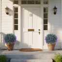 Yangrass 4Pack Fake Lavender Topiary Ball with Boxwood Leave & Ground Spike