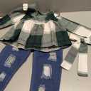 Mioglrie Toddler Baby Girl Clothes 2T 3T 4T 12 18 24 Months Toddler Fall Winter Girls Outfit Jeans Pants Clothing Set (Green Plaid, 2-3T)