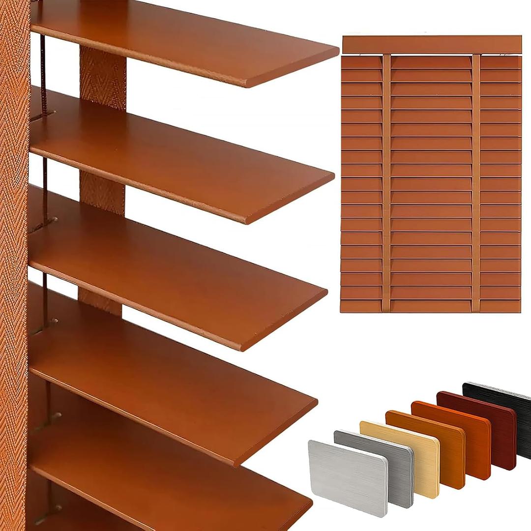 2" Slats Wood Blinds for Indoor Windows: Solid Wooden Blackout Blind&Shades, 31.5"W x 48"H