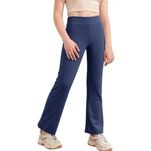 Haloumoning Girls Flare Leggings Kids Casual High Waisted Stretchy Wide Leg Pants Bell Bottoms 5-14 Years