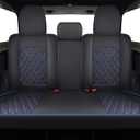 Aierxuan Jeep Wrangler JK JL4-Door Back Seat Covers Custom Fit 2007-2026 Unlimited Rubicon 392 Sahara Willys Sport High Altitude 4X4 Truck Pickup Waterproof Leather(Rear Seat/Black-Blue)