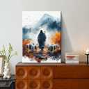 OTOSTAR Jesus and Lamb Christian Canvas Wall Art Picture Wall Decor Jesus Guards the Lambs Christ Painting Poster Print Artwork for Living Room Bedroom Church - 12 x 16 Inch