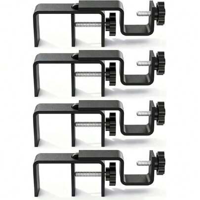 Outside Mounted Blinds Curtain Rod Bracket, 1.3-2" Adjustable, No Drilling Curtain Rods Holder For Over Blinds, Easy Install Tool-Free Hand-Twist Screws & Anti-Slip Square Base (Set Of 4, Matte Black)
