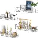 Floating Shelves Set of 3, Home Wood Wall Shelf, Farmhouse Shelf for Bedroom, Wall Mounted Floating Shelf for Living Room, Bedroom, Bathroom, Kitchen, Office, Gray, 4Pcs