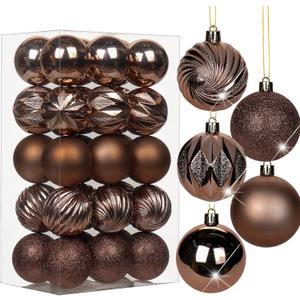 2.36" Bronze Christmas Ornaments for Christmas Tree 30 Pcs Small Brown Shatterproof Balls Christmas Tree Decorations Xmas Ornaments Ball with Hanging Loop for Holiday Party Wreath Halloween Home Decor