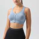 Zip Front Sports Bras for Women-Raceback Medium Support Padded Bra for Workout Yoga Gym Running, XL