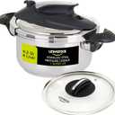Universal (4.2 Quart / 4 Liter) Small Stainless Steel Easy Use Pressure Cooker + Extra Glass Lid, 5 Servings, Induction Compatible, Pressure Cooker & Multipurpose Pot (4.2 Qt / 4 L)