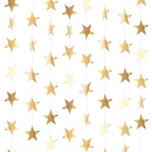 Patelai Glitter Star Garland Banner 2026 Party Decor 130 Feet Star Hanging Banner Twinkle Backdrop for Graduation Birthday Classroom Wedding Supplies(Champagne Gold)