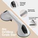 2 Pack 12 Inch Elderly Heavy Duty Shower Handle, Seniors Grab Bars for Bathtubs, Suction Cup Removable Handrails, Safety Bathroom Grip for Handicap (White and Black)