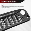Front Grille with Offroad Lights Compatible with 2007-2018 Jeep Wrangler Rubicon Sahara Sport JK JKU, Matte Black