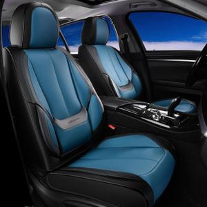 Coverado Seat Covers, Car Seat Covers Front Seats, Car Seat Cover, Car Seat Protector Waterproof, Car Seat Cushion Nappa Leather, Seat Covers Carseat Cover Universal Fit for Most Cars (Black-Blue)