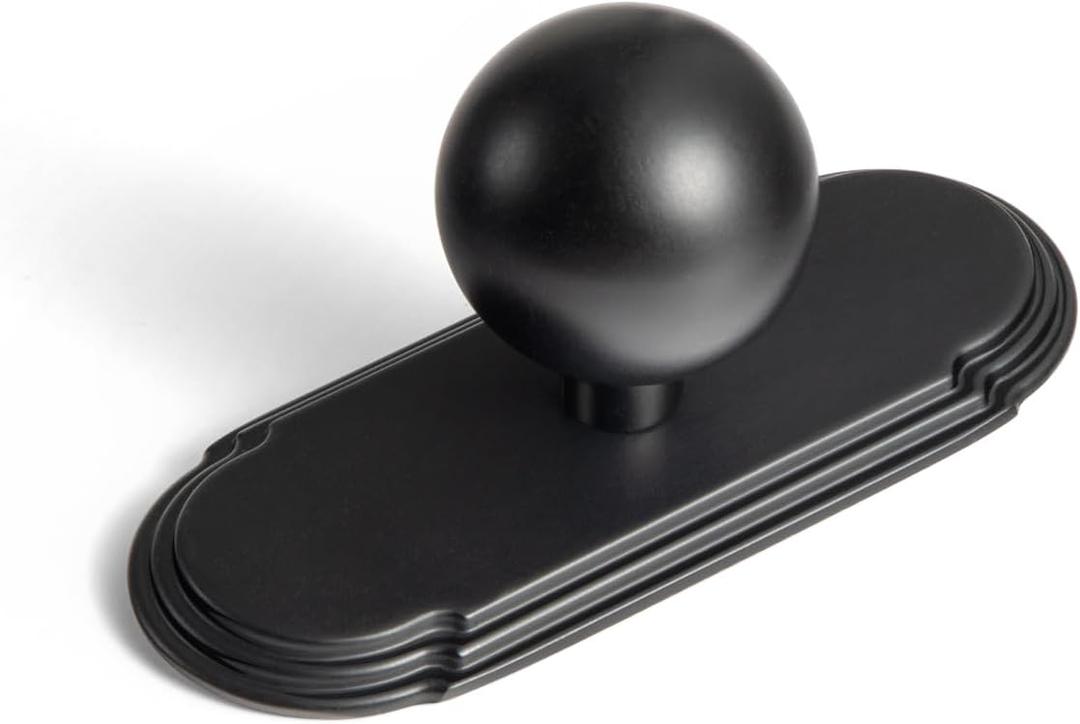 Goo-Ki 25mm(1 Inch) Matte Black Cabinet Knob with Backplate,Modern Cabinet Pulls with Zinc Alloy Material, Delicate Knob for Dresser, Drawer,Wardrobe Cabinet,6 Pack