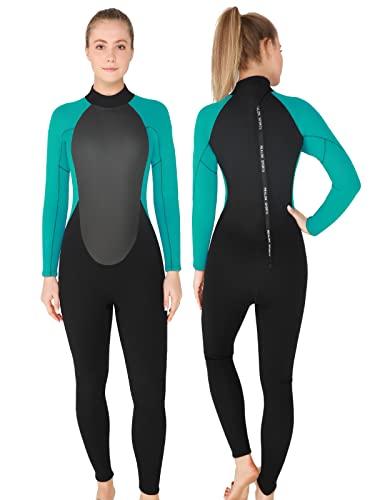 REALON Mens Womens Wetsuit 5/4mm Neoprene Scuba Diving Long Sleeve Back Zipper Thermal Wet Suits Cold Water Keep Warm, S
