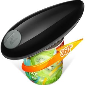One Touch Electric Can Opener Fits Almost Size Can Battery Operated with Smooth Edge, Hands Free Electric Can Openers for Kitchen, Kitchen Gadgets Automatic Can Opener for Seniors, Arthritis (Black)