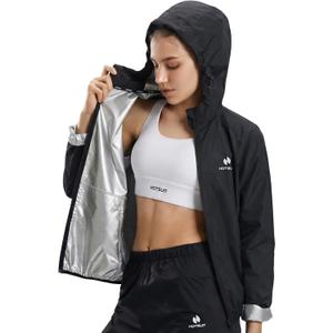 HOTSUIT Sauna Suit Women Machine Washable Sweat Sauna Jacket Pants Anti Rip Sweat Suits for Gym Workout, XS Black