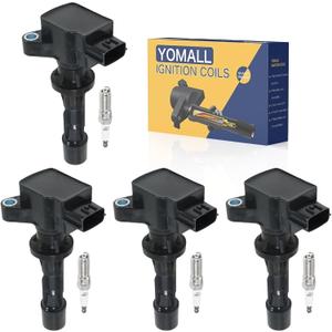 4PCS UF540 Ignition Coils + 4PCS Iridium Spark Plugs Ignition Coils Pack Fits for 2006-2013 3, 2006-2013 6, 2010-2012 CX-7 2.0L, Coil Pack Set Replace OE 90083 6M8G-12A366