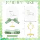 Sabary 20 Sets Green Wedding Table Numbers 1-20 with Gold Stands & Mint Green Satin Ribbons 4" x 5" Place Cards Reserved Table Signs for Wedding Reception Bridal Baby Shower Birthday Party