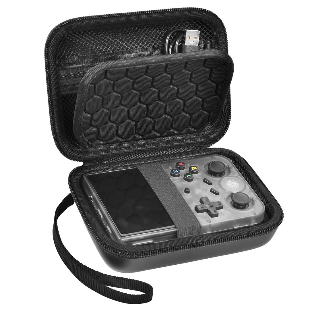 PAIYULE Travel Case Compatible with RG353V/ RG353VS/ R36S/ Game Boy Retro Handheld Game Console, Handheld Emulator Storage Holder Organizer, Android Game Console Carrying Bag (Box Only) (Black)