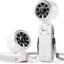 Diveblues Portable Handheld Turbo Fan, 5 Gear Wind, Battery Operated, Up to 12 Working Hours, 3 IN 1 Hand Fan with Air Turbo Tech Cooling Fan for Outdoor Activities, Travel, Working, Silvery white, Small