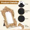 10 Pcs Gold Mini Picture Frames with Stands, Tiny Vintage Picture Frames Oval/Rectangle Mini Baroque Resin Frame for Tabletop Display, Wall Decor, Vintage Home, Wedding