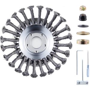 2026 Upgraded 6 Inch Indestructible Steel Wire Weed Trimmer Wheel, Heavy-Duty Weedeater Head with Universal Adapter Kit, Narrow Space Weed Moss Rust Removal for Weed Eater/Weed Wacker