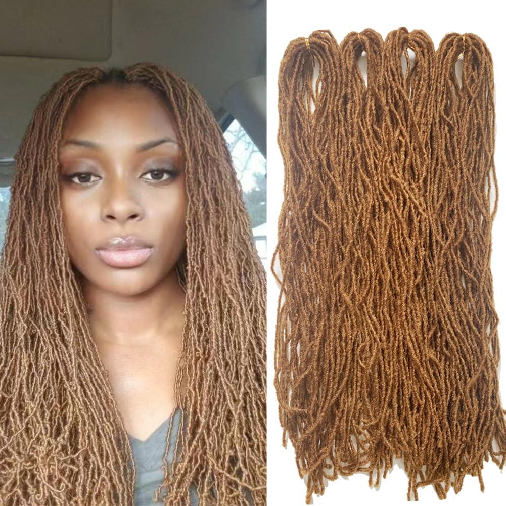 Micro Locs Crochet Hair Super Lightweight 4 Pack Sisterlocks Crochet Hair Synthetic braids Hair Extensions (#30, 18 Inch)
