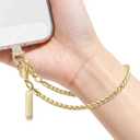 Phone Chain Wristlet Detachable Phone Strap Wrist with 1*Wrist Strap & 2* Tether Tabs for iPhone and Smartphones Gold