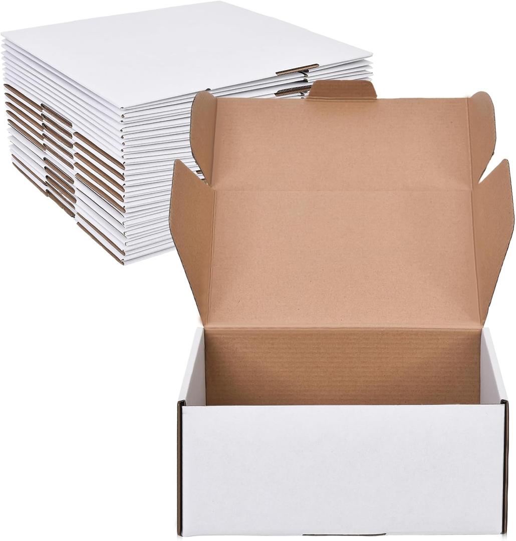 9x6x4 Inches Shipping Boxes Set of 15,White Corrugated Cardboard Box Literature Mailer for Small Business, Literature Mailer Box Packaging Supplies