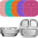Set of 5 Stainless Steel Snack Containers with Silicone Lids,Stainless Steel Plates- Reusable Meal Prep Lunch Containers Non Toxic & 100% BPA Free5 Color lids-1