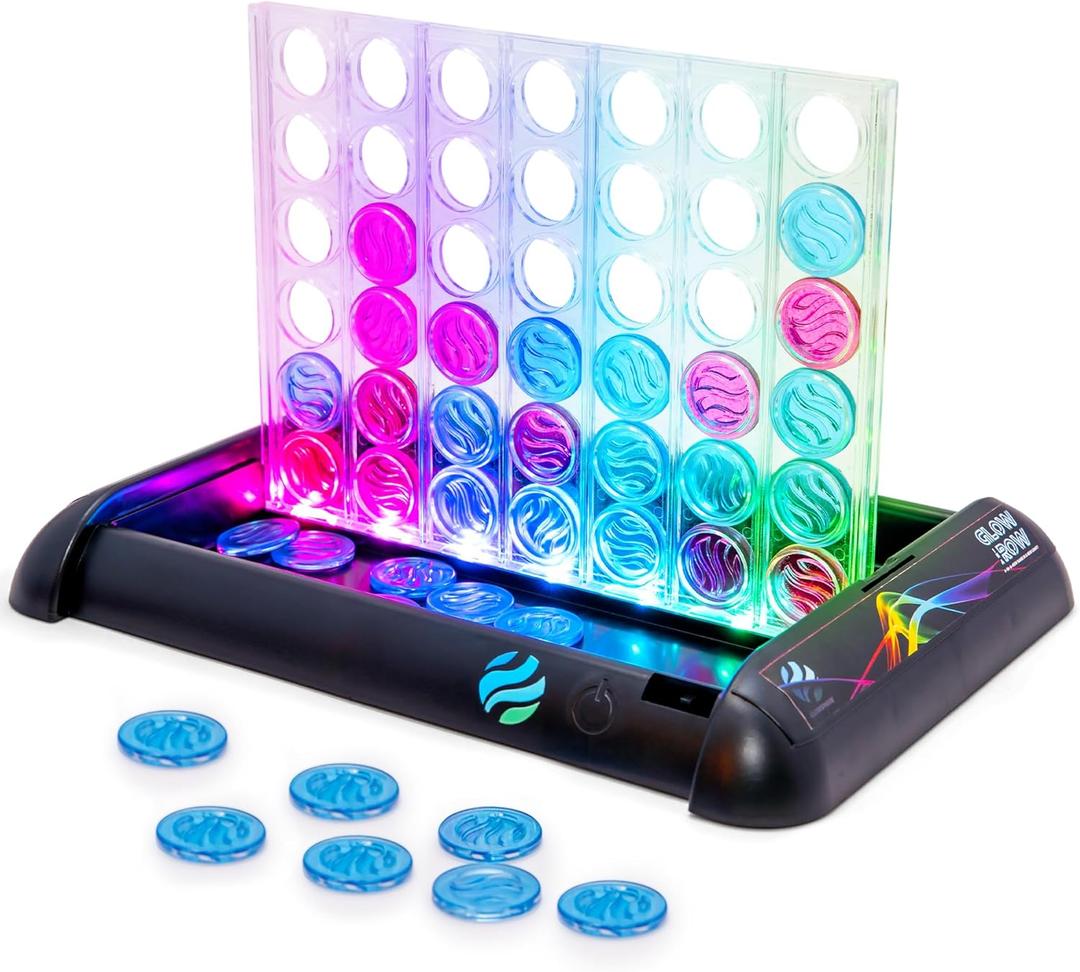 Glow in a Row Light-Up 4 in a Row Board Game, Strategy Games for Kids Ages 6 and Above, 2 Player Game, Perfect for Kids and Adults Family Game Night