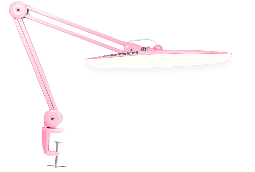 Neatfi XL 2200 Lumens 20W LED Desk Lamp with Clamp Adjustable Color Temperature | 4-Level Dimmable Light | Home Office, Crafts & Workbench | 20-Inch Wide Head (Pink, CCT with Clamp)