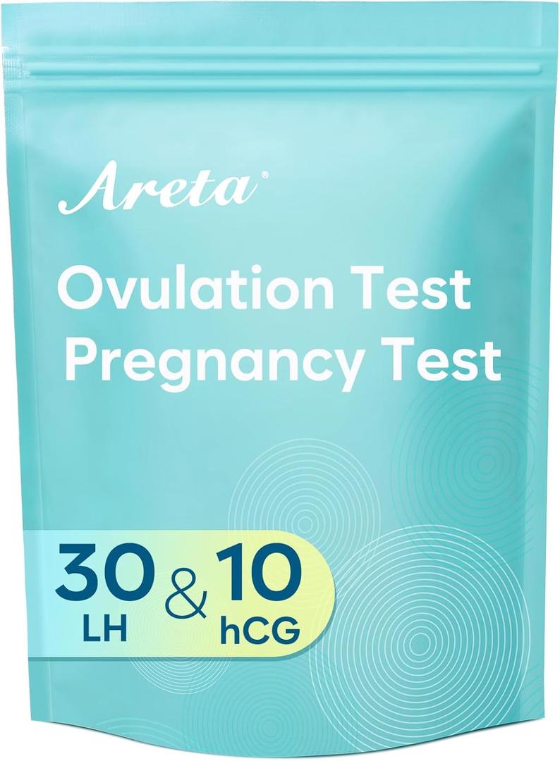 2 x Areta Ovulation & Pregnancy Test Strips: 30 Ovulation Strips & 10 Pregnancy Tests Combo Kit | Accurate at-Home Fertility Tracker | Highly Sensitive Early Pregnancy Detection | 30 LH + 10 HCG (1 Count (Pack of 40))