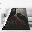 Gothic Crow Flannel Throw Blanket Home Decoration Lightweight Throw for Sofa Couch Bed Travel Office 50"X40" (Style 2)