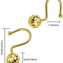 12Pcs Hollow Ball Shower Curtain Hooks Luxury Quality Rustproof Stainless Steel Shower Curtain Rings Hooks for Bathroom Rod (Gold)