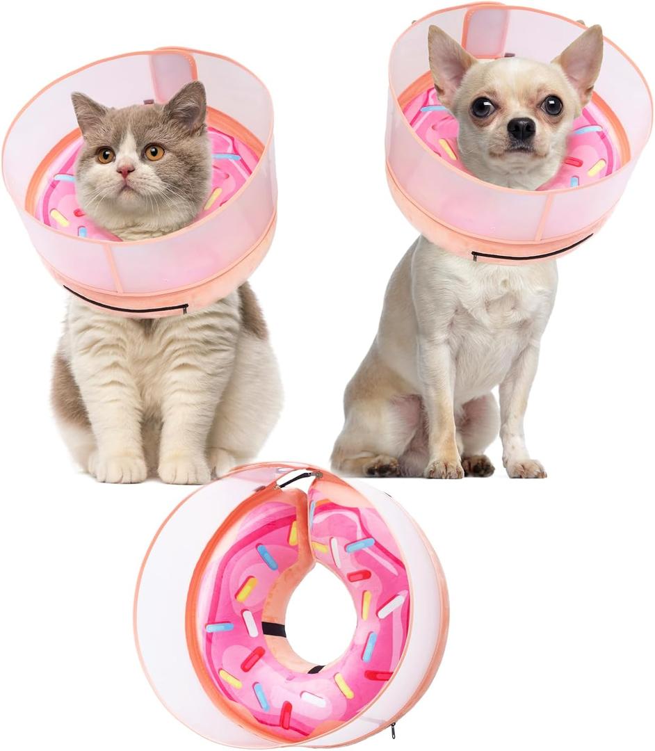 Inflatable Dog Cone Collar with Enhanced Anti-Licking, Soft Neck Donut for Dogs Cats, Recovery Pet Cone Collar After Surgery for Medium Dogs (Donut Pink2, Medium)