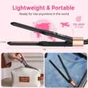 Mini Flat Iron Hair Straightener 1/3 Inch Pencil Flat Iron for Women Portable Travel Straightener and Curler 2 in 1 for Short Hair Beard and Pixie Cut with Adjustable Temp