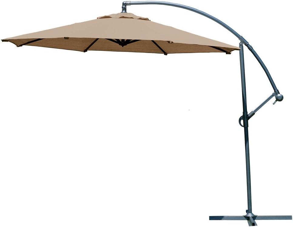 Coolaroo 339968, Freestanding Patio, 90% UV Block, Round 10' with Two Position Tilt, Mocha Cantilever, Adjustable, Shade Umbrella