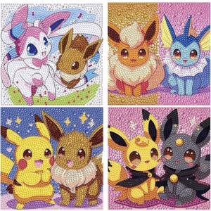 YSUNETER Diamond Painting Kits for Kids Beginner - 4 Pack DIY 5D Full Drill Diamond Art Kits for Children, Cute Round Crystal Rhinestone Gem Art Crafts Home Wall Art Decor 5.9 x 5.9 Inches