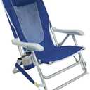 GCI Outdoor Backpack Beach Chair | Reclining Folding Chair with Durable Armrests, Drink Holder & Carry Straps, Perfect for Beach Trips & Picnics Nautical Blue