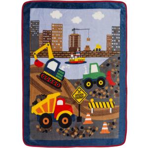 EVERYDAY KIDS Toddler Throw Blanket - 30" by 40" - Under Construction - Super Soft, Plush, Warm and Comfortable