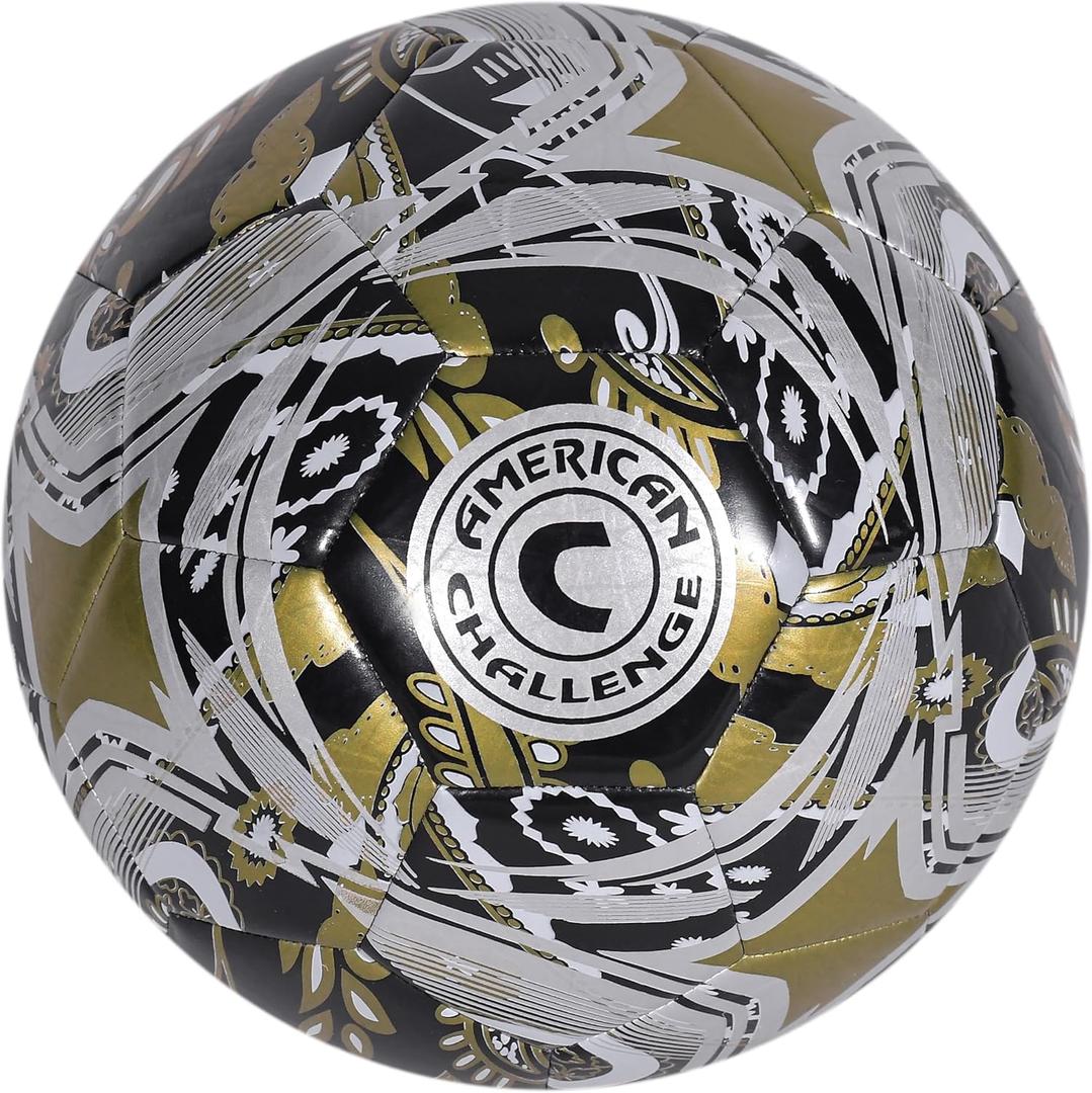 American Challenge Paisley Soccer Ball  Professional Training Soccer Ball for Grass Fields  Durable TPU Machine Stitched Soccer Balls  Sizes 3, 4 & 5  Outdoor Practice & Match Play (Black)