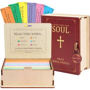Read This When Bible Verse Box  150 Color Coded Bible Verse for 6 Emotions  Wooden Christian Gift Box for Women, Perfect Christmas or Birthday Gift for Women