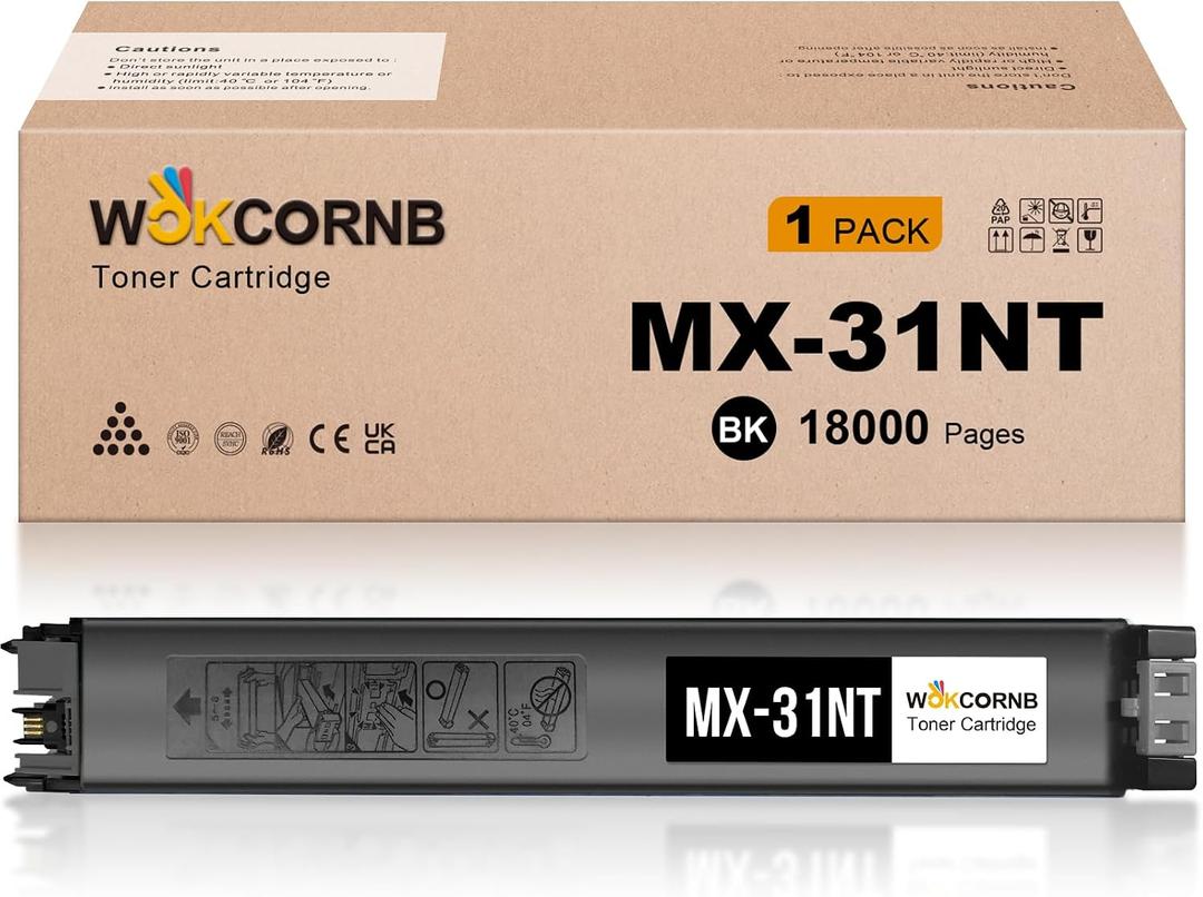 MX-31NT Black Toner Cartridge Compatible for Sharp MX-31NT for Sharp MX-2600N 2601N 3100N 3101N Printer (1 Black,18000 Pages)
