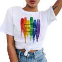 Smile Fish Crewneck Pride Shirts LGBTQ Rainbow Tops Graphic Short Sleeve Tees